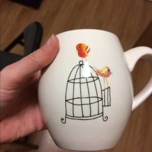 Rae Dunn-Magenta Bird cage mug-yellow